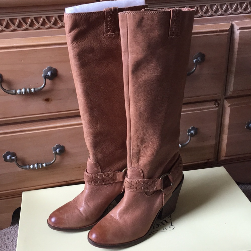 Lucky brand tall leather brown boots